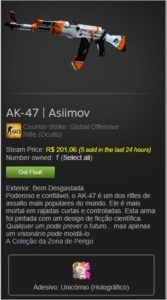 AK-47 | Asiimov (Bem Desgastada) - Counter Strike CS