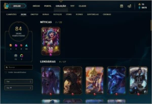 CONTA 83 SKINS, OURO TEMP PASSADA - League of Legends LOL