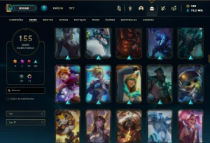 Platina 3 com 150 Champs e 155 Skins ( MAIN ADC ) Nivel 560 - League of Legends LOL