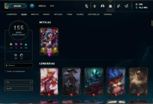 Platina 3 com 150 Champs e 155 Skins ( MAIN ADC ) Nivel 560 - League of Legends LOL