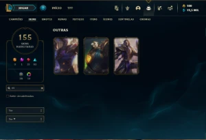 Platina 3 com 150 Champs e 155 Skins ( MAIN ADC ) Nivel 560 - League of Legends LOL