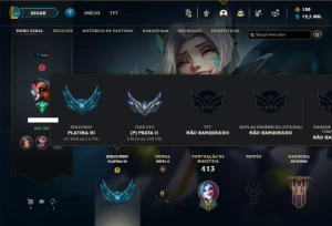 Platina 3 com 150 Champs e 155 Skins ( MAIN ADC ) Nivel 560 - League of Legends LOL