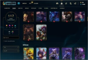 Conta bronze 1 com 80 Champs e 117 Skins - League of Legends LOL