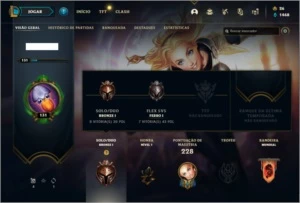 Conta bronze 1 com 80 Champs e 117 Skins - League of Legends LOL