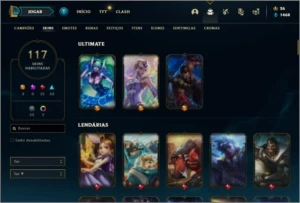 Conta bronze 1 com 80 Champs e 117 Skins - League of Legends LOL
