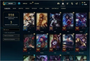 Conta bronze 1 com 80 Champs e 117 Skins - League of Legends LOL