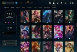 Conta bronze 1 com 80 Champs e 117 Skins - League of Legends LOL
