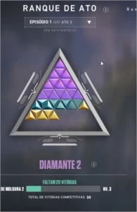 Conta valorant diamante 2 com 30 vitórias.