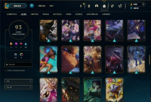 Diamante 3 com 140 Champs e 93 Skins + 4 Vitoriosas - League of Legends LOL