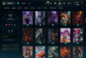 Diamante 3 com 140 Champs e 93 Skins + 4 Vitoriosas - League of Legends LOL