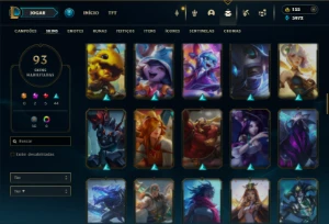 Diamante 3 com 140 Champs e 93 Skins + 4 Vitoriosas - League of Legends LOL