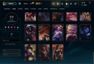 Unranked com 70 Champs e 39 Skins - League of Legends LOL