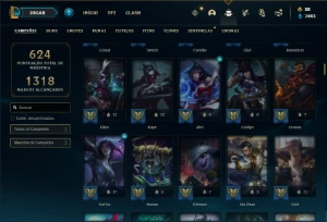 Conta Unranked com TODOS os champs e 160 Skins + 900k yasuo - League of Legends LOL