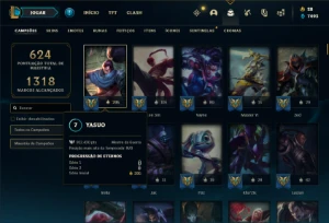 Conta Unranked com TODOS os champs e 160 Skins + 900k yasuo - League of Legends LOL