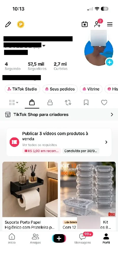 Conta Do Tiktok Shop Ativo + Monetizada +57,5K Seguidores - Redes Sociais