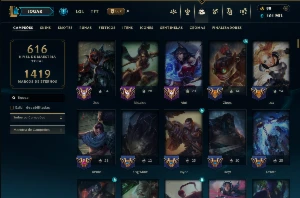 Ouro 3 com TODOS os Champs e 463 Skins ( MID / ADC / JG ) - League of Legends LOL