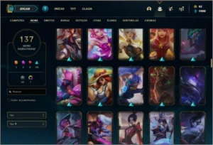 Conta ouro 3 com TODOS os champs e 137 skins +1 Prestigio - League of Legends LOL