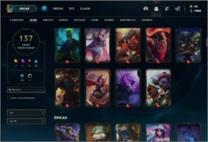 Conta ouro 3 com TODOS os champs e 137 skins +1 Prestigio - League of Legends LOL