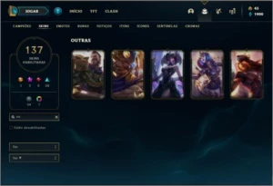 Conta ouro 3 com TODOS os champs e 137 skins +1 Prestigio - League of Legends LOL