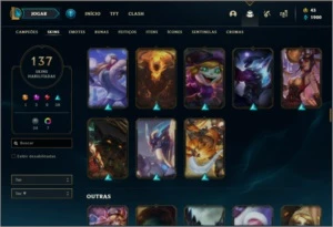 Conta ouro 3 com TODOS os champs e 137 skins +1 Prestigio - League of Legends LOL