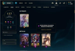 Conta ouro 3 com TODOS os champs e 137 skins +1 Prestigio - League of Legends LOL