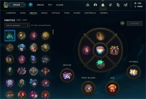 CONTA LOL COM 244 SKINS E 1100 EMBLEMAS NO PASSE - League of Legends