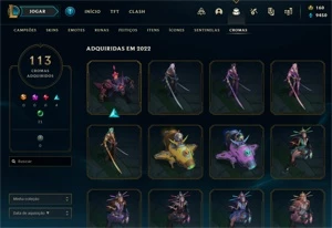 CONTA LOL COM 244 SKINS E 1100 EMBLEMAS NO PASSE - League of Legends