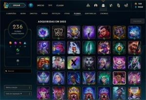 CONTA LOL COM 244 SKINS E 1100 EMBLEMAS NO PASSE - League of Legends