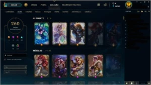 Conta Diamante IV (FLEX), Platina III (SOLOQ/TFT) e 260 skin - League of Legends LOL