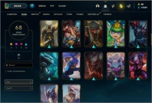 Conta ouro 4 com 68 skins e 128 champs - League of Legends LOL