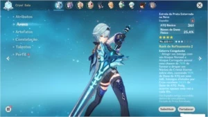 AR 32 CONTA COM EULA E KEQUING + ARMA 5 FALCÃO(BENÇÃO LUNAR) - Genshin Impact