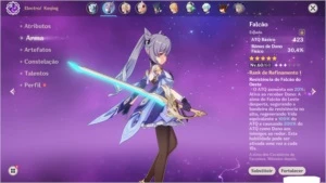 AR 32 CONTA COM EULA E KEQUING + ARMA 5 FALCÃO(BENÇÃO LUNAR) - Genshin Impact