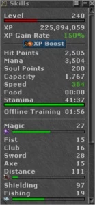 RP 239 + EK 60 skill 104 - 15% Loyalty - raros/outfits - Tibia
