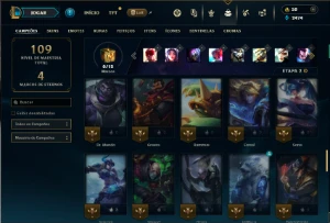 Unranked com 65 Champs e 21 Skins - League of Legends LOL