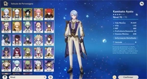 AR50 AYATO+AYAKA+VENTI+YAE MIKO+DILUC (5 PERSONAGENS 5*) - Genshin Impact