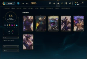Ouro 4 com 110 Champs e 66 Skins +1 Prestigio +6 Vitoriosas - League of Legends LOL
