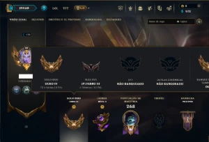 Ouro 4 com 110 Champs e 66 Skins +1 Prestigio +6 Vitoriosas