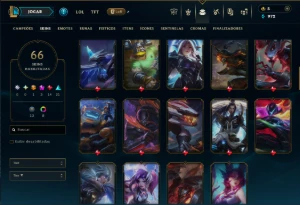 Ouro 4 com 110 Champs e 66 Skins +1 Prestigio +6 Vitoriosas - League of Legends LOL