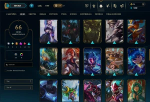 Ouro 4 com 110 Champs e 66 Skins +1 Prestigio +6 Vitoriosas - League of Legends LOL