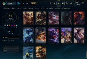 Ouro 4 com 110 Champs e 66 Skins +1 Prestigio +6 Vitoriosas - League of Legends LOL