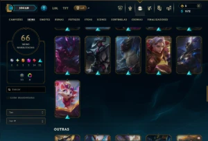 Ouro 4 com 110 Champs e 66 Skins +1 Prestigio +6 Vitoriosas - League of Legends LOL