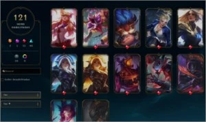 CONTA PLATINA MAIN SUPORTE 121 SKINS - League of Legends LOL