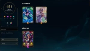CONTA PLATINA MAIN SUPORTE 121 SKINS - League of Legends LOL