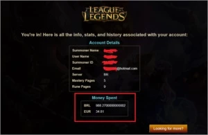 Conta League of Legends LOL