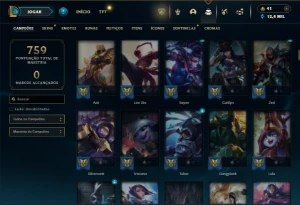 Unranked com TODOS os champs e 587 Skins + 8 Vitoriosas - League of Legends LOL