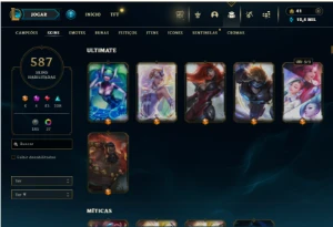 Unranked com TODOS os champs e 587 Skins + 8 Vitoriosas - League of Legends LOL