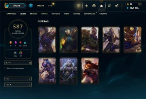 Unranked com TODOS os champs e 587 Skins + 8 Vitoriosas - League of Legends LOL