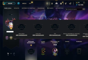 Unranked com TODOS os champs e 587 Skins + 8 Vitoriosas - League of Legends LOL