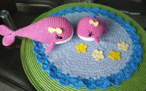 Kit Baby Naninha + Bichinho - Baleias - Artesanato e Personalizados