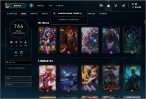 Conta ouro 4 com TODOS os champs e 746 skins +52 Cromas - League of Legends LOL